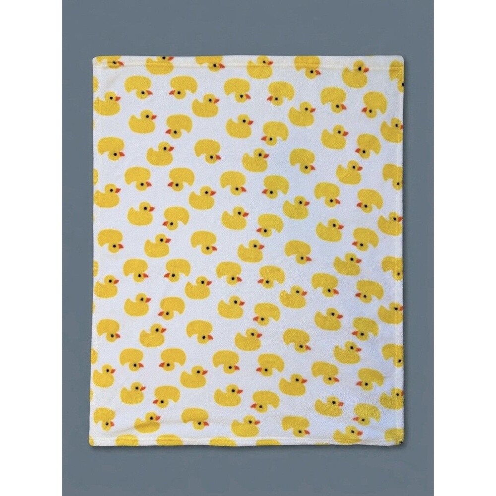 Cutie Pie Baby Blanket 30x36 Yellow Rubber Ducky Nursery Fleece Lovey EUC